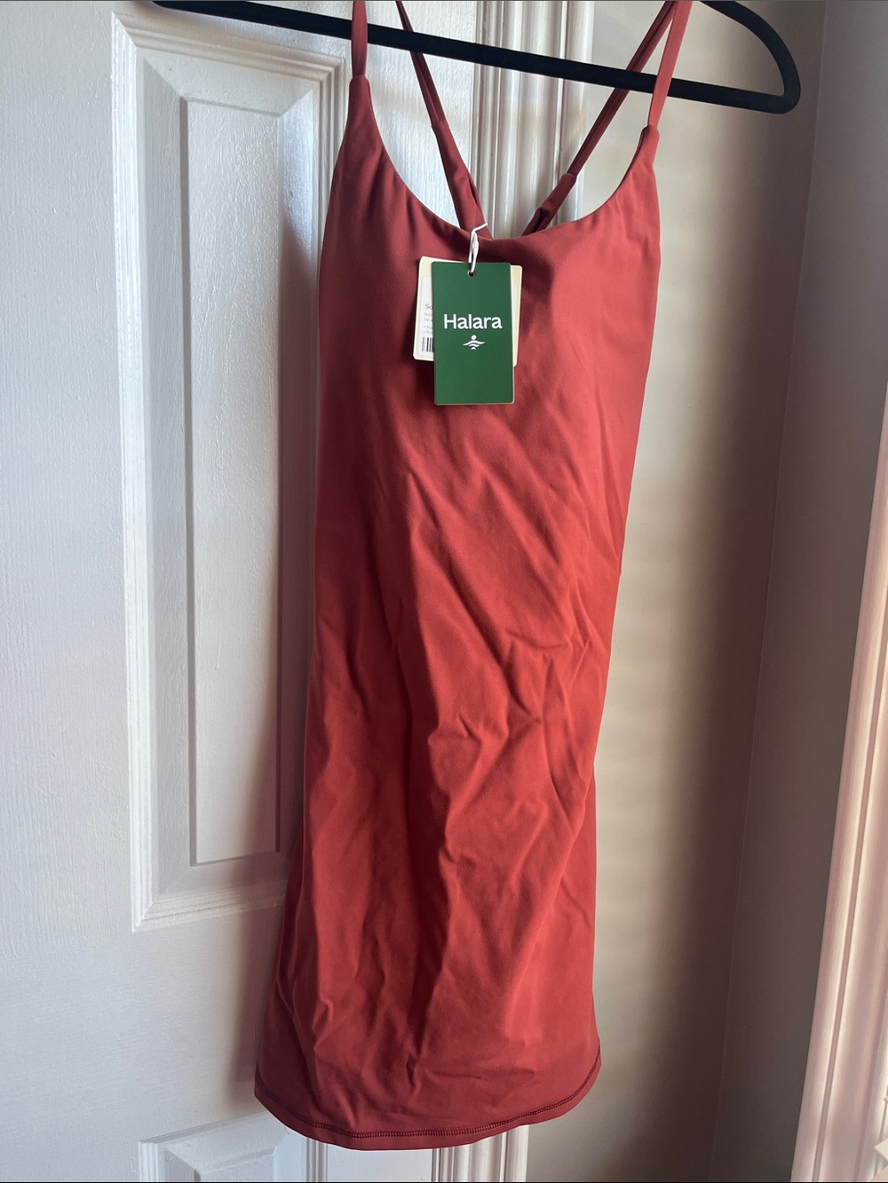 HALARA Rust Coral Slip Mini Dress with Double Straps